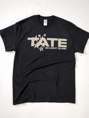 Gildan Black TATE Graphic Tee with Beige Print